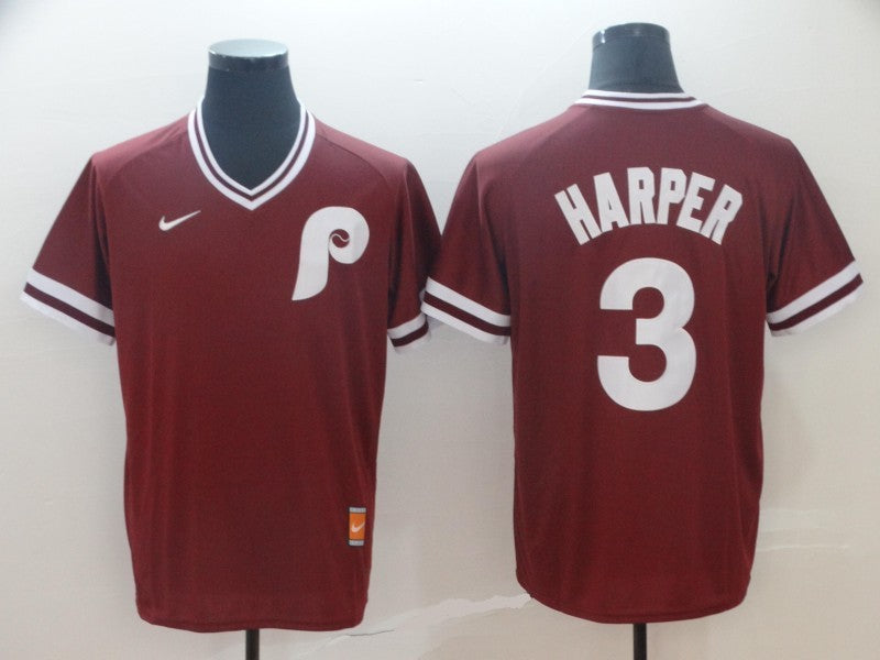 Men's Philadelphia Phillies Bryce Harper #3 Red Replica Player Jerseys