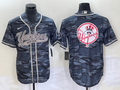 Men's New York Yankees Grey Camouflage Replica Team Jerseys Joint Edition