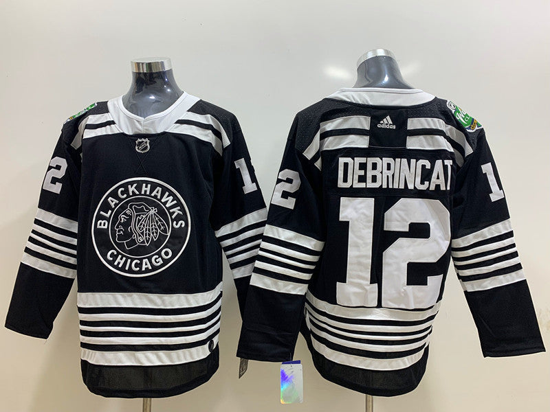 Men's Chicago Blackhawks Alex Debrincat #12 Black Breakaway Player Jerseys