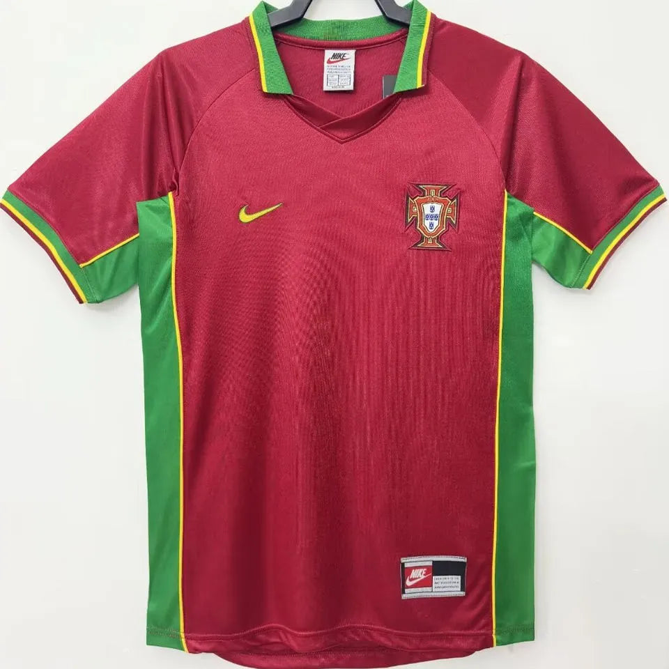 1998 Portugal Home Retro Soccer Jersey Front