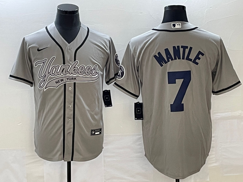 Men's New York Yankees Mickey Mantle #7 Gray Player Jerseys Joint Edition