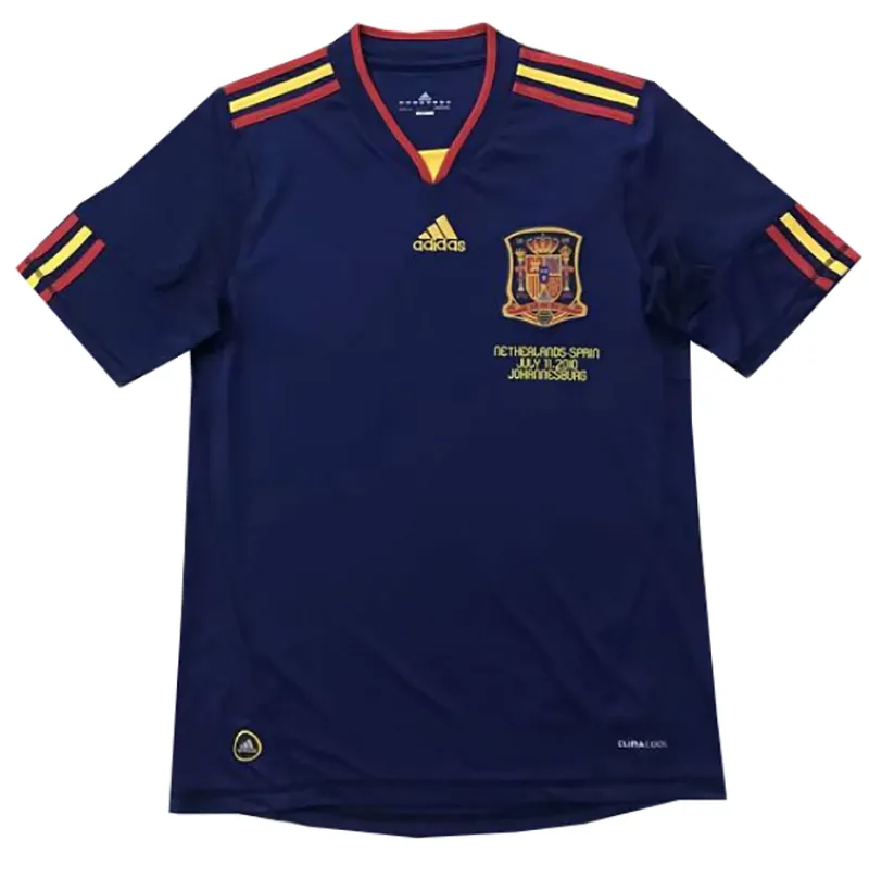 2010 Spain Away Royal Blue Retro Soccer Jersey Front