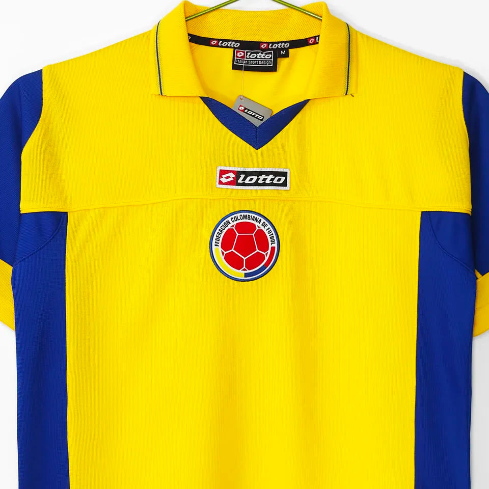 2003/2005 Colombia Home Yellow Retro Soccer Jersey Detail 4