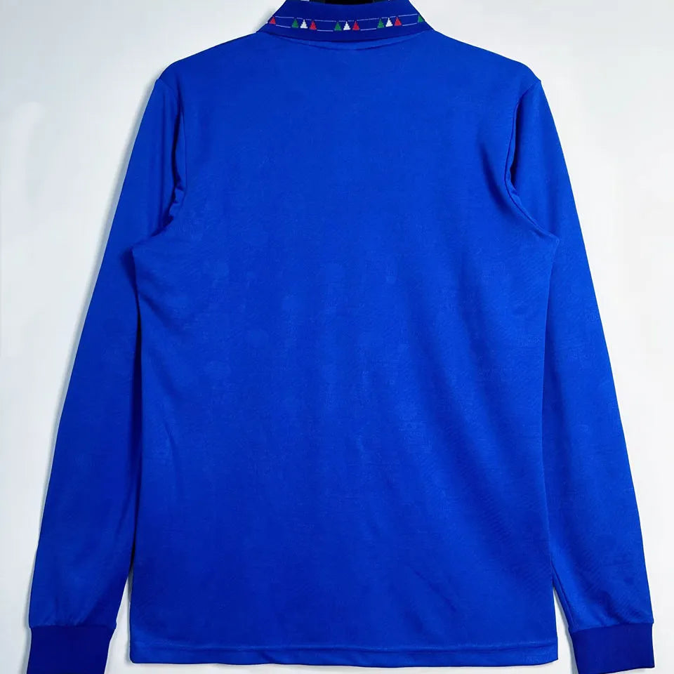 1994 Italy Home Blue Retro Long Sleeve Soccer Jersey Back
