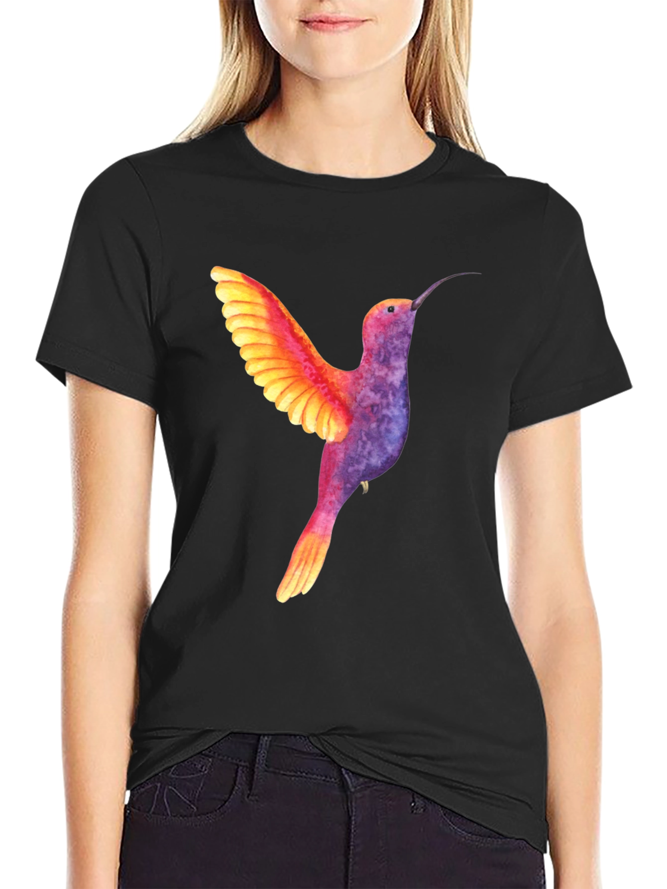 Hummingbird Graphic Tee - Colorful Bird Design