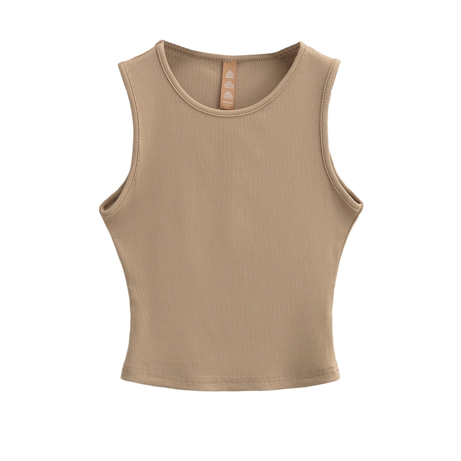 Sleeveless round neck cropped short vest