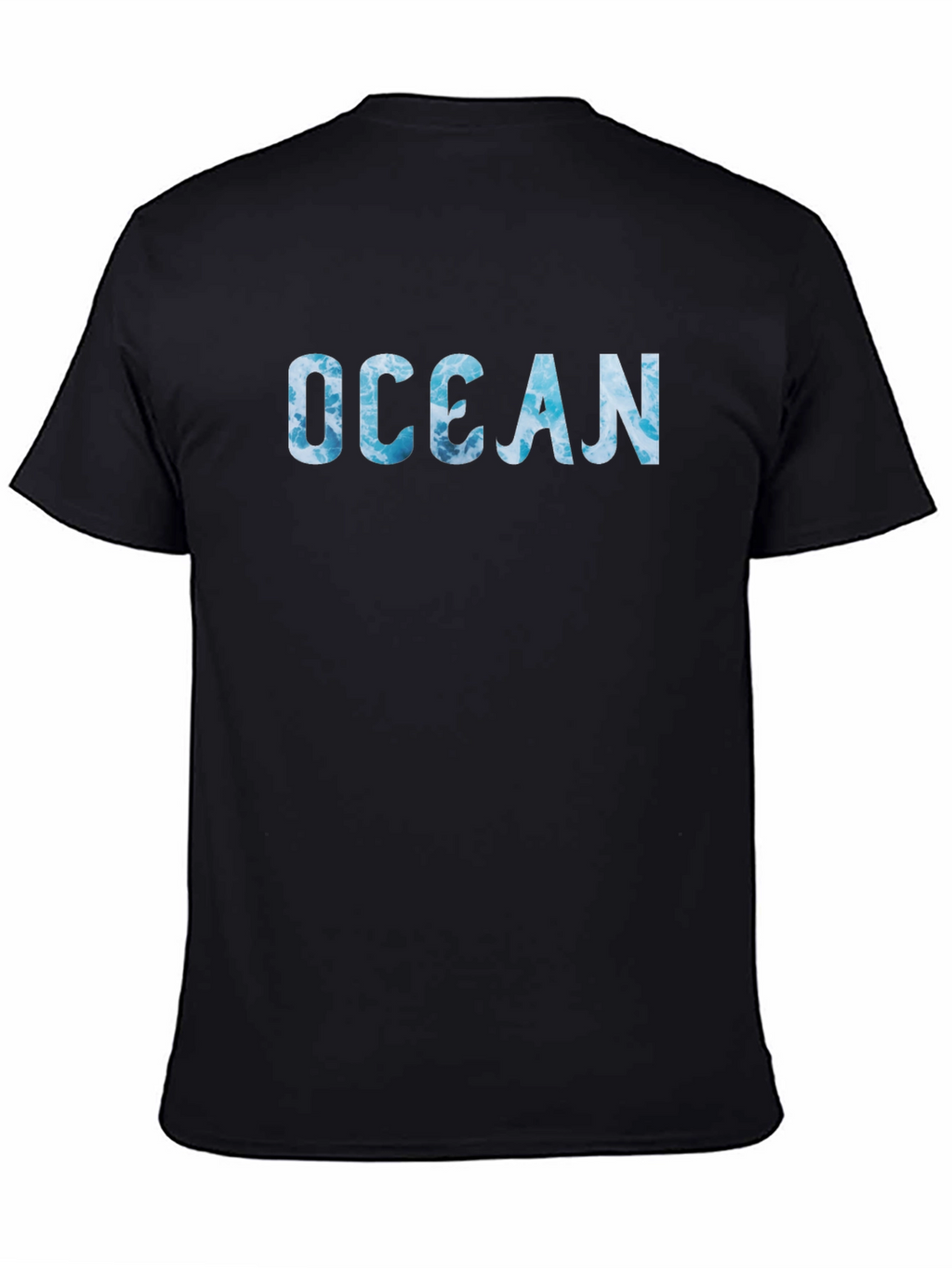 Ocean Wave Print Black T-Shirt