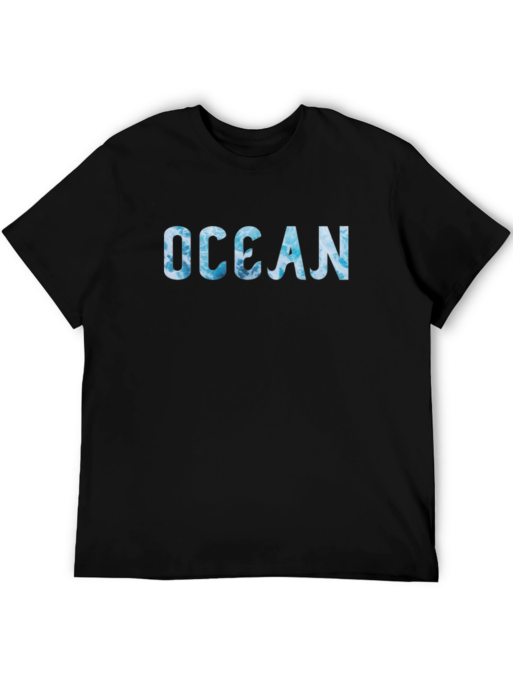 Ocean Wave Print Black T-Shirt