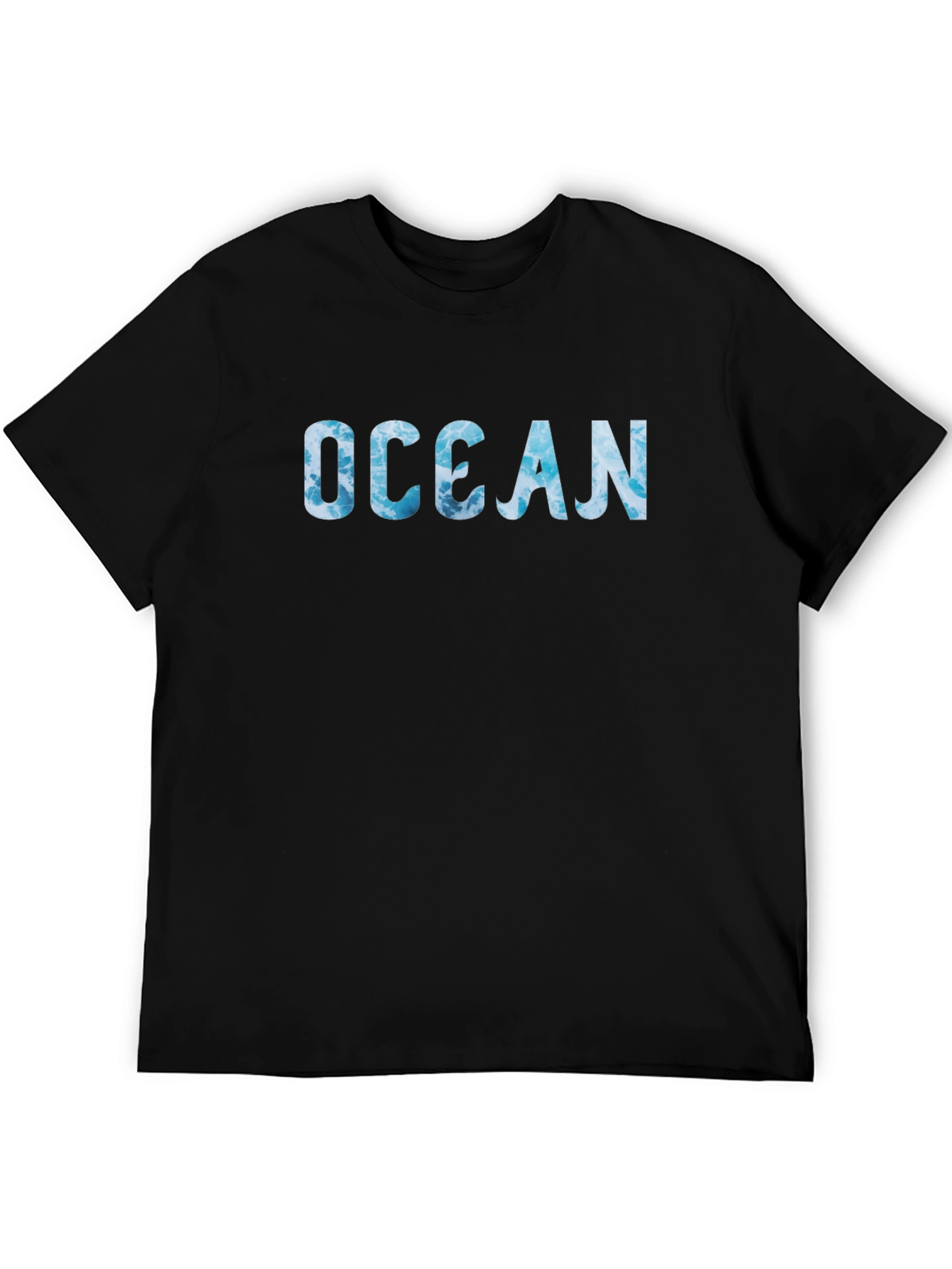 Ocean Wave Print Black T-Shirt