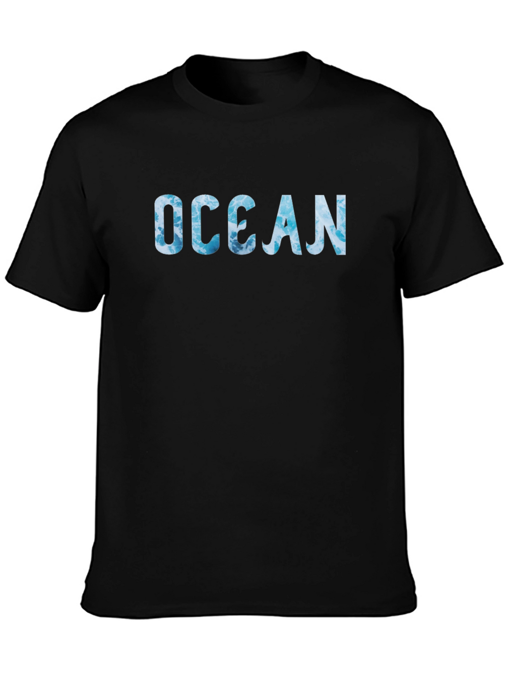 Ocean Wave Print Black T-Shirt