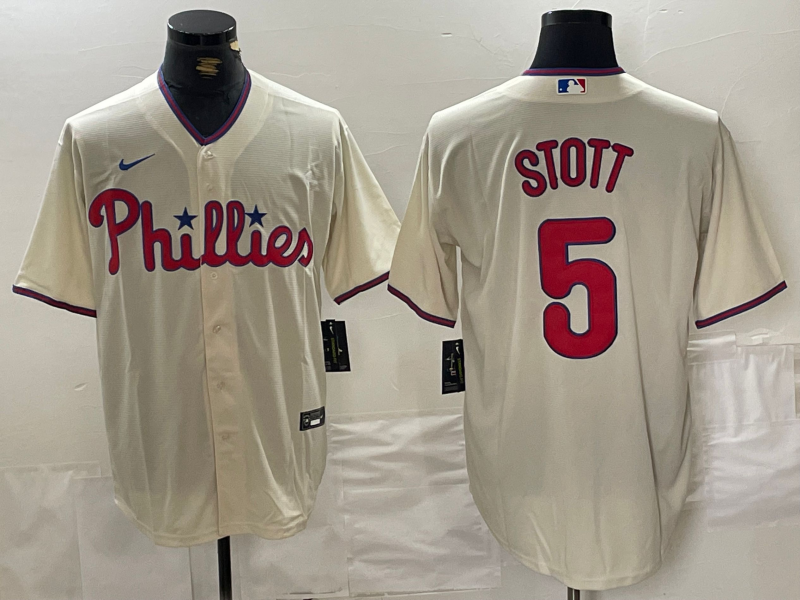 Men's Philadelphia Phillies Bryson Stott #5 Cream Replica Player Jerseys
