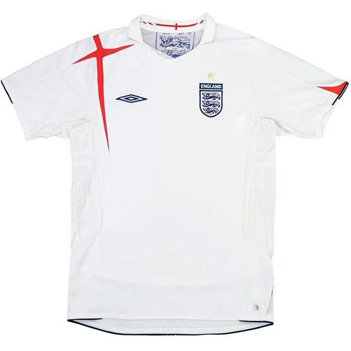 2006 England Home White Retro Soccer Jersey Front