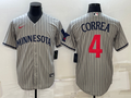 Men's Minnesota Twins Carlos Correa #4 Gray Alternate Replica Player Jerseys