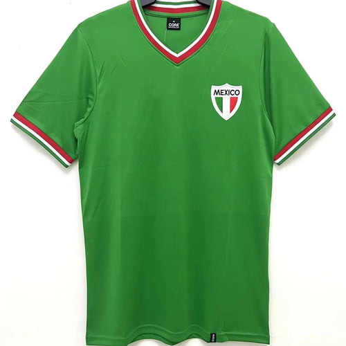1970 Mexico Home Green Retro Soccer Jersey Front