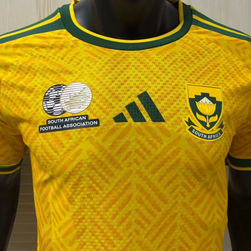 2026/27 South Africa Home Yellow Plyaer Version Soccer Jersey Detail 1