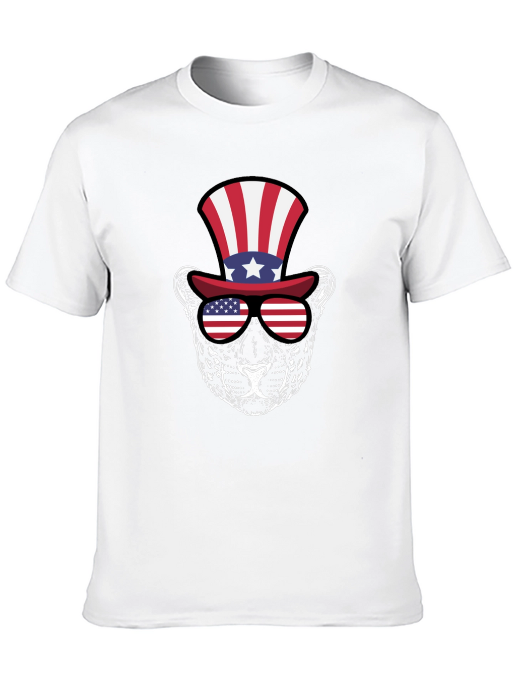 Patriotic Leopard Graphic Tee - Stars and Stripes