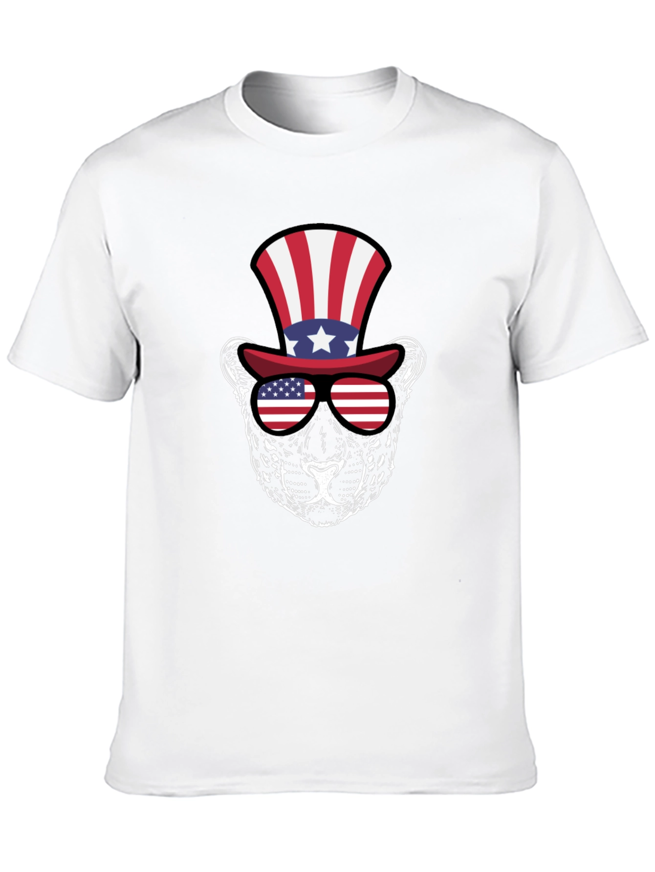 Patriotic Leopard Graphic Tee - Stars and Stripes