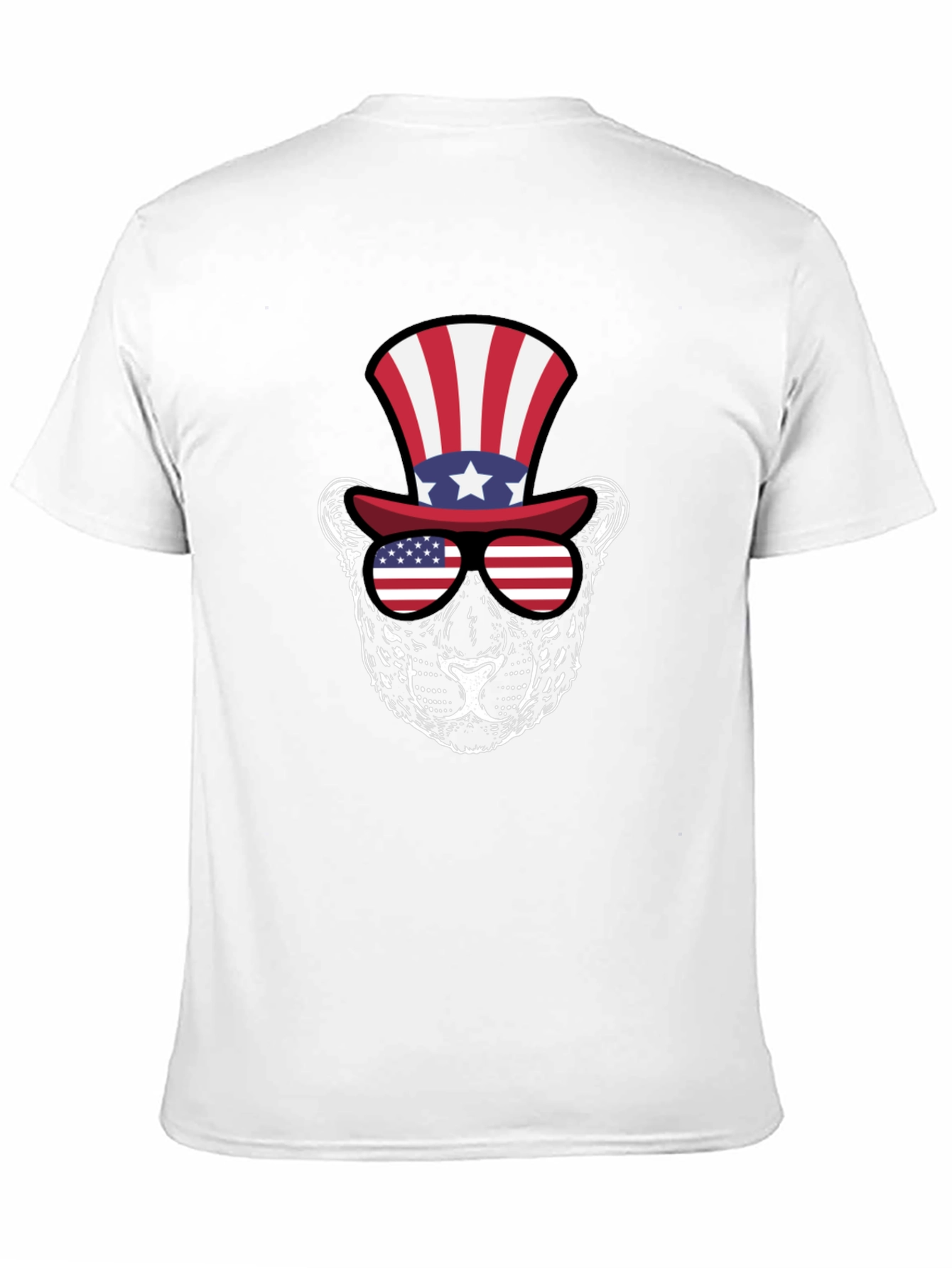 Patriotic Leopard Graphic Tee - Stars and Stripes