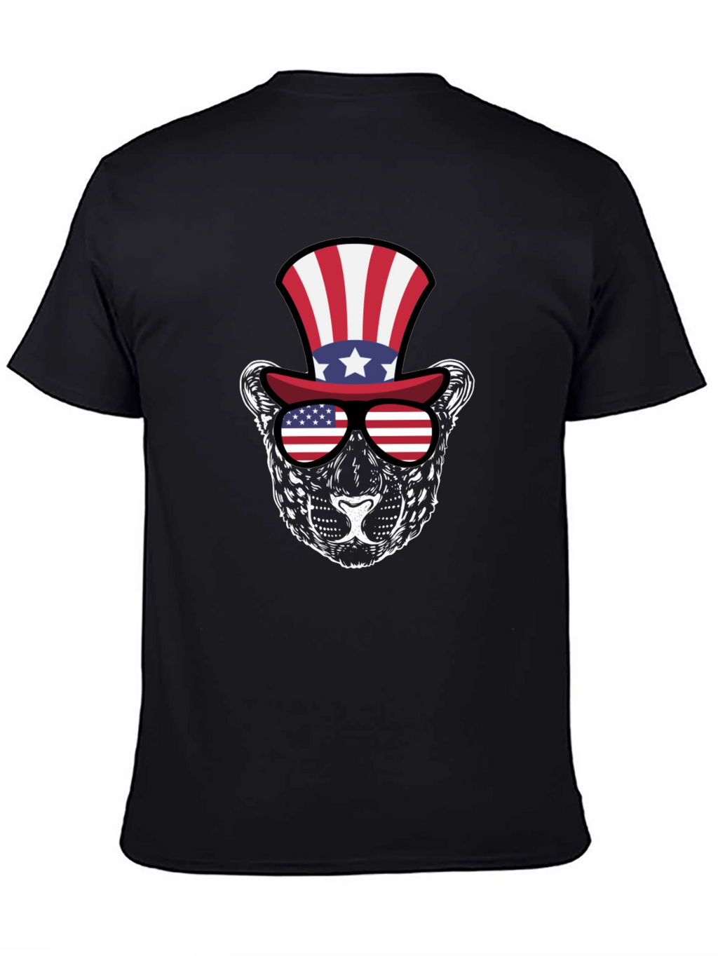 Patriotic Leopard Graphic Tee - Stars and Stripes