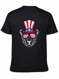 Patriotic Leopard Graphic Tee - Stars and Stripes