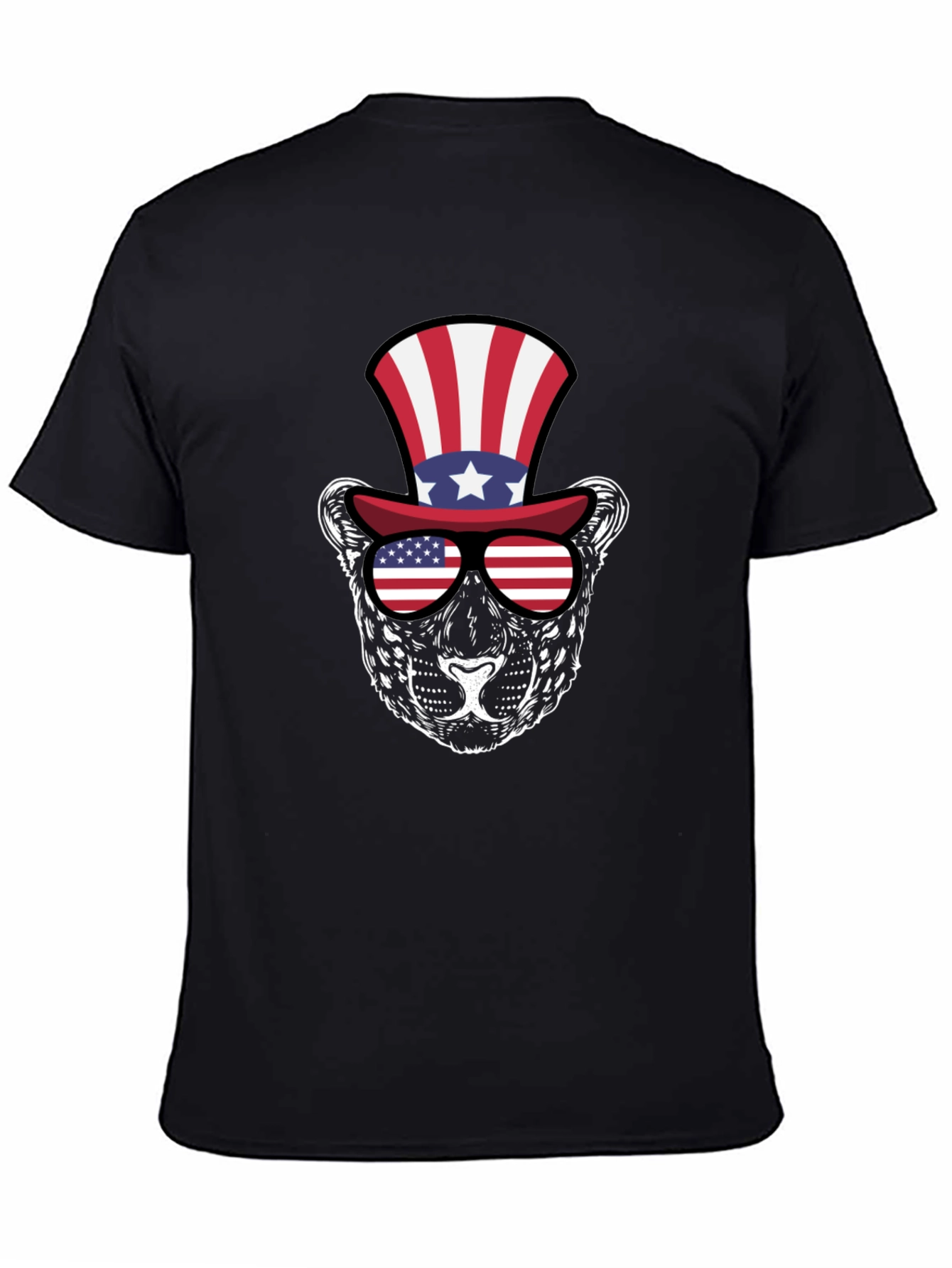 Patriotic Leopard Graphic Tee - Stars and Stripes