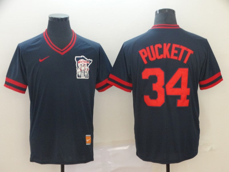 Men's Minnesota Twins Kirby Puckett #34 Navy Replica Baseball Jerseys