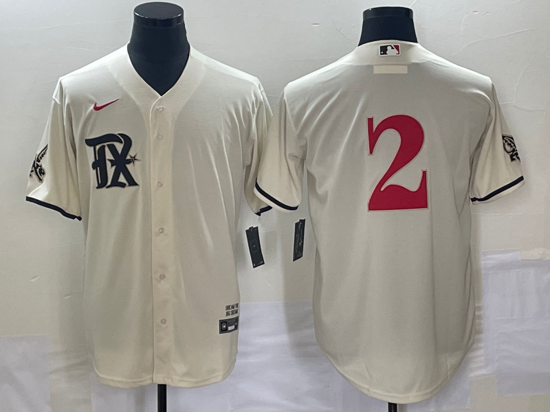 Men's Texas Rangers Marcus Semien #2 Cream 2023 City Connect Replica Player Jerseys