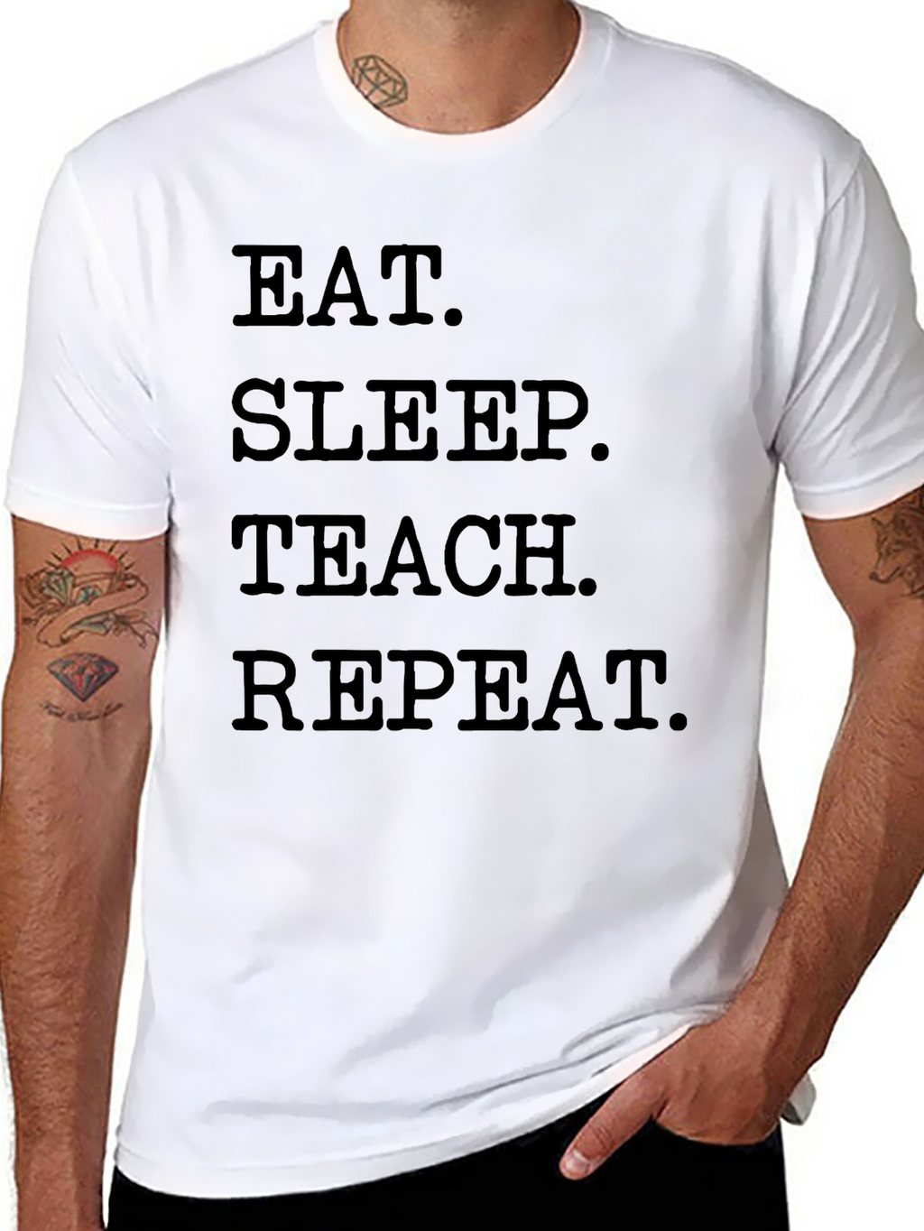Eat Sleep Teach Repeat Black T-Shirt