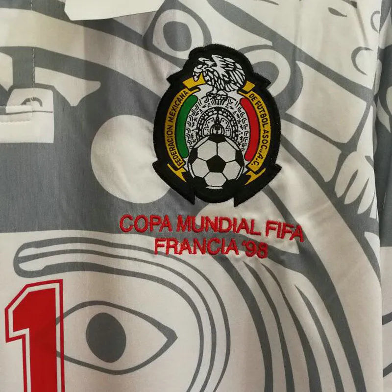1998 Mexico Away Retro Long Sleeve Soccer Jersey Detail 4
