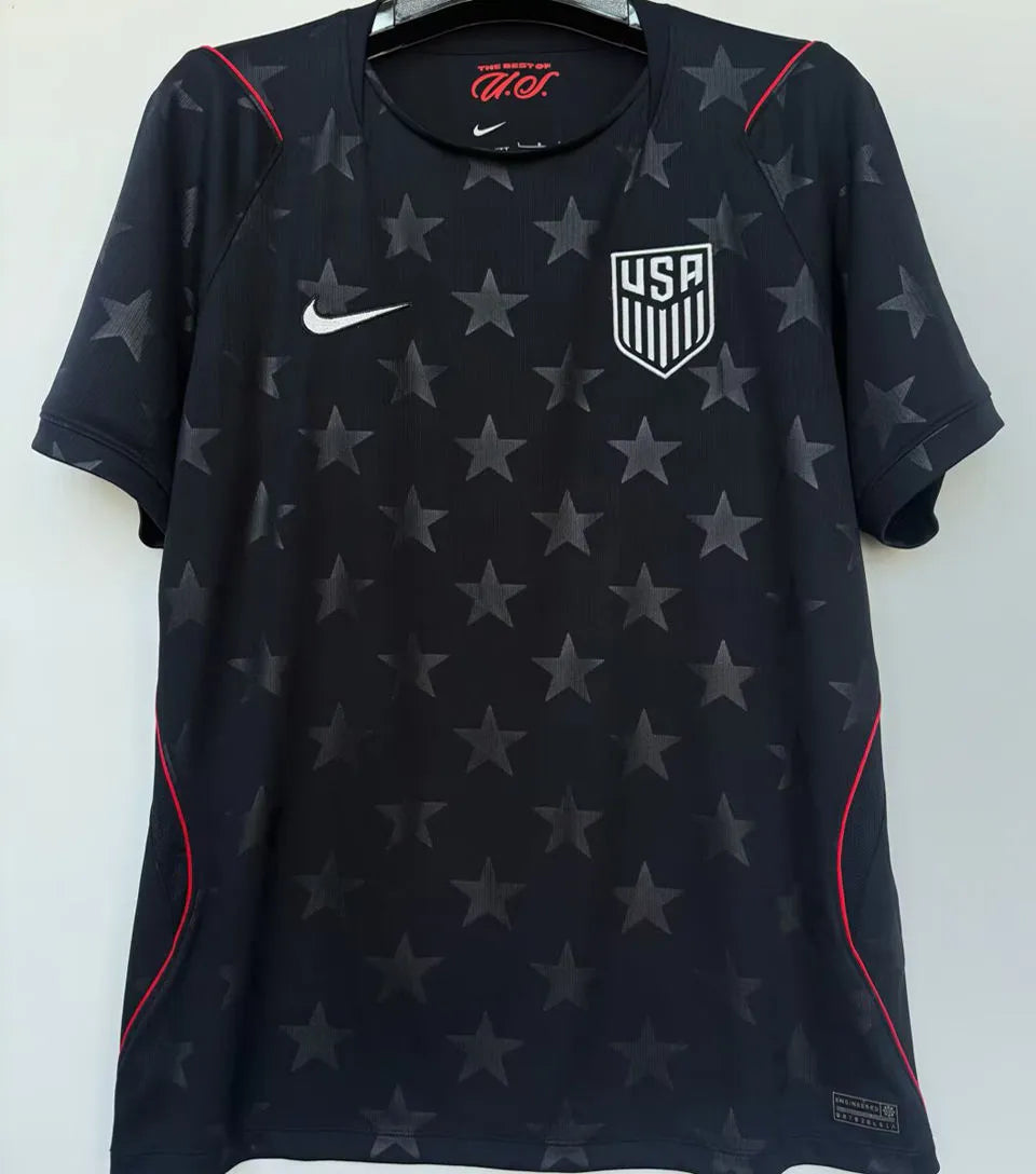2026/27 U.S 1:1 Quality Away Black Fans Soccer Jersey (Have Right Patch 有右臂章 白底黑字） Back