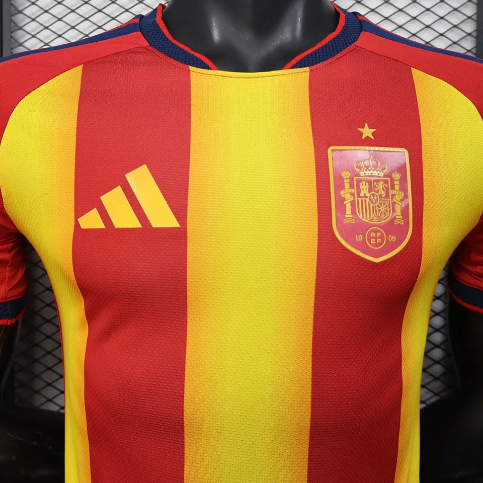 2026/27 Spain Special Edition Red And Yellow Player Version Soccer Jersey Detail 1
