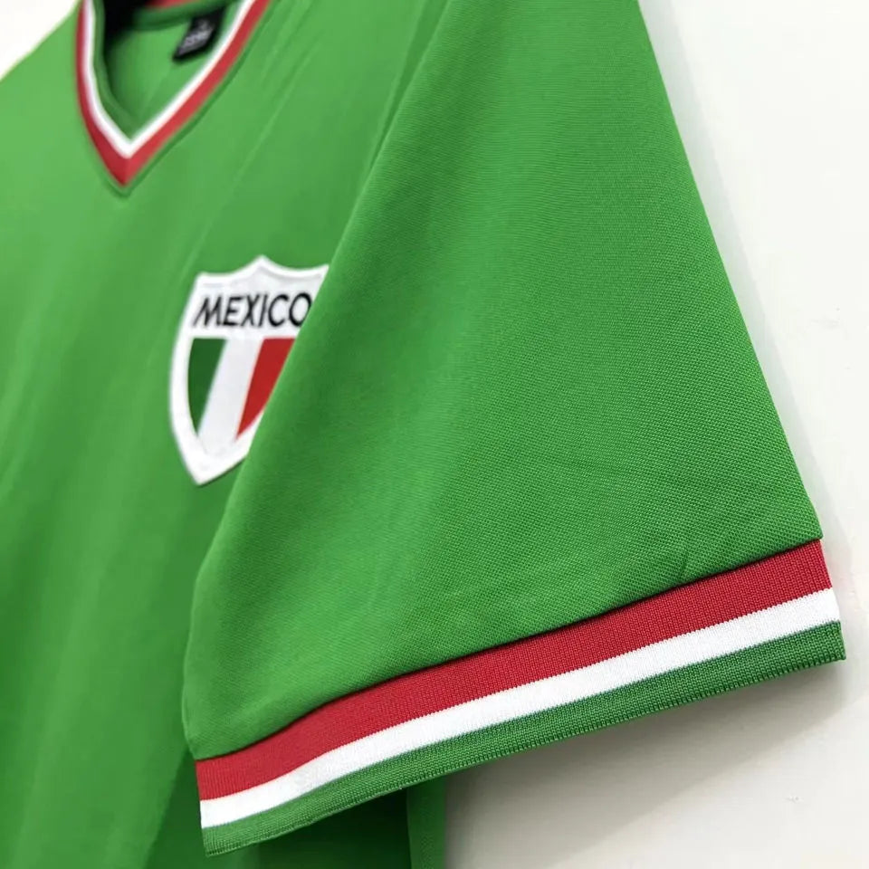 1970 Mexico Home Green Retro Soccer Jersey Detail 4