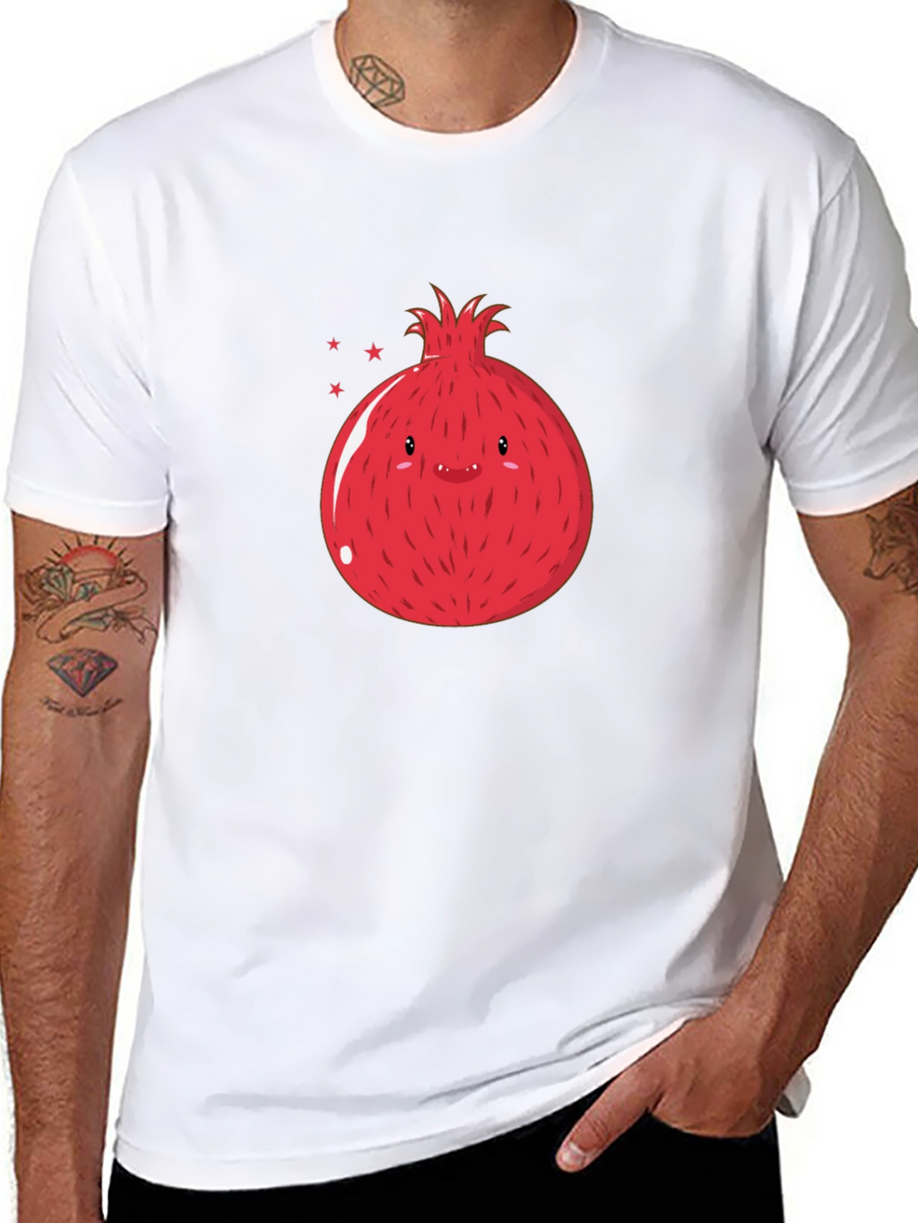 Cute Pomegranate Graphic T-Shirt - Black