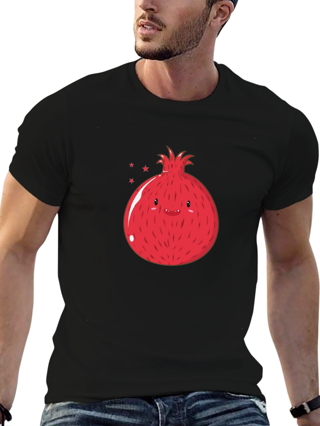 Cute Pomegranate Graphic T-Shirt - Black