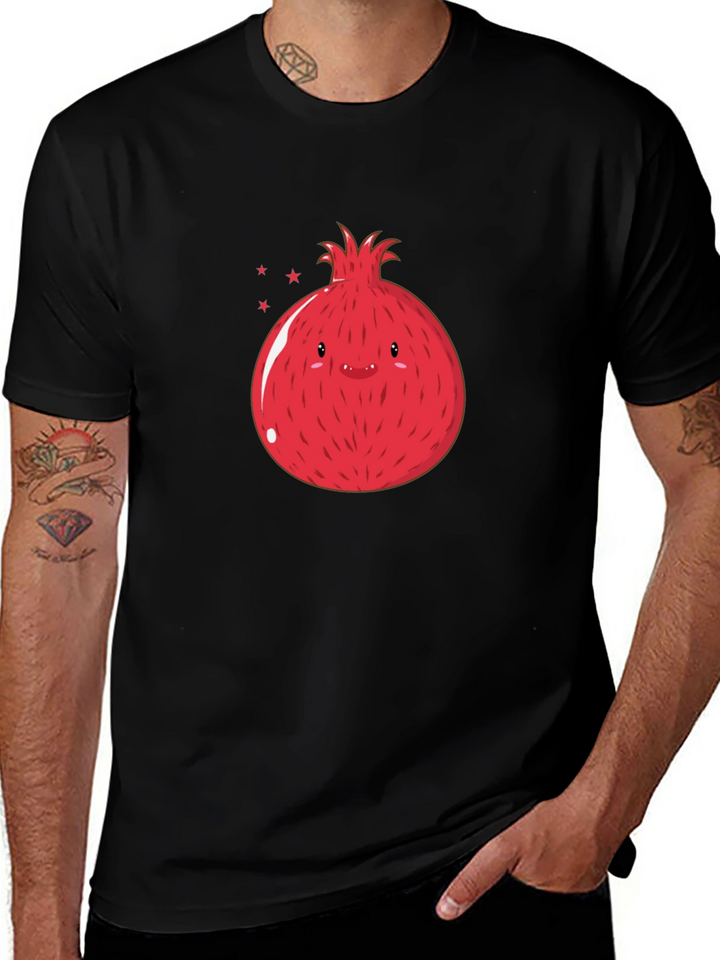 Cute Pomegranate Graphic T-Shirt - Black
