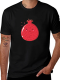 Cute Pomegranate Graphic T-Shirt - Black