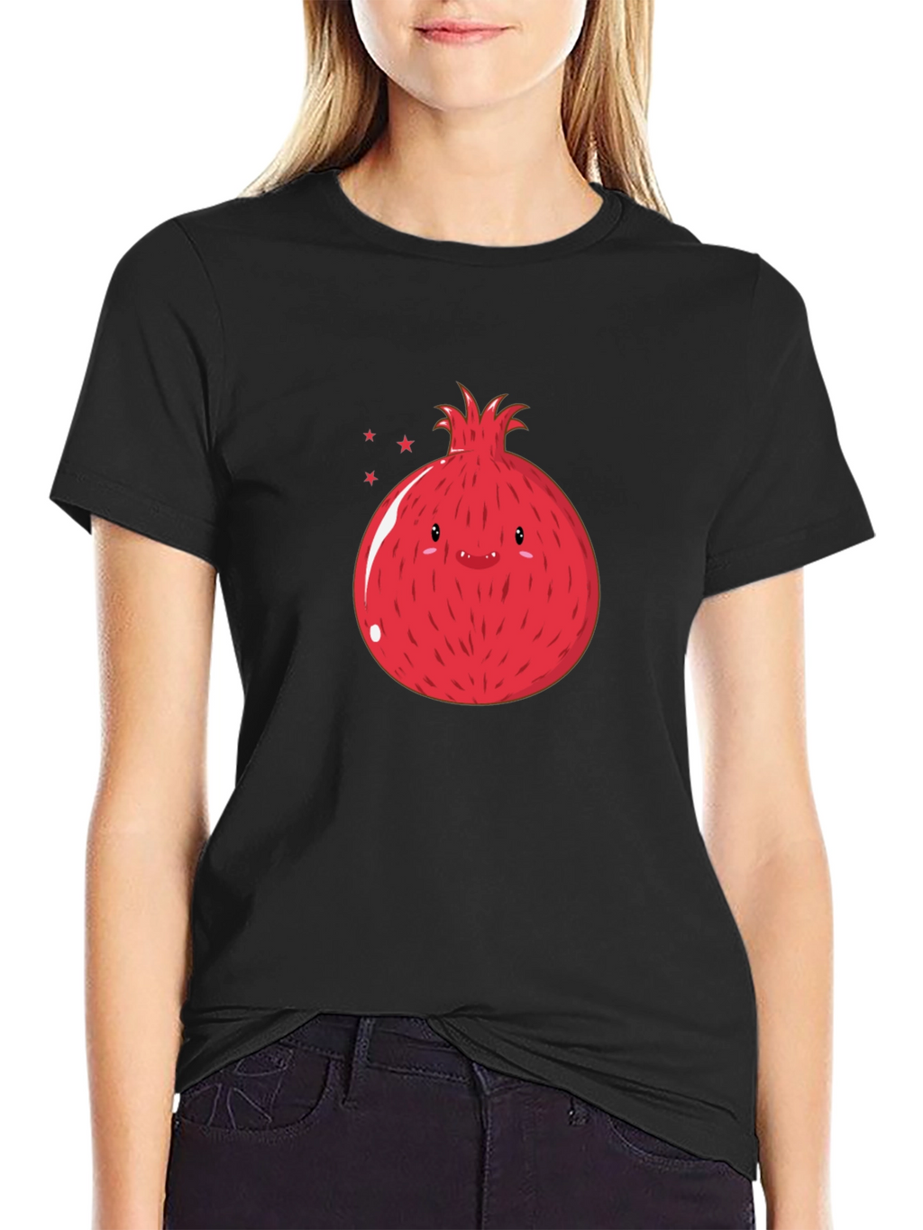 Cute Pomegranate Graphic T-Shirt - Black