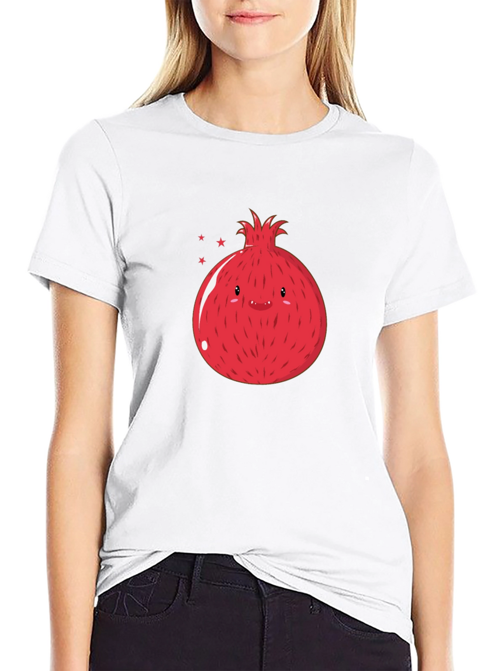 Cute Pomegranate Graphic T-Shirt - Black