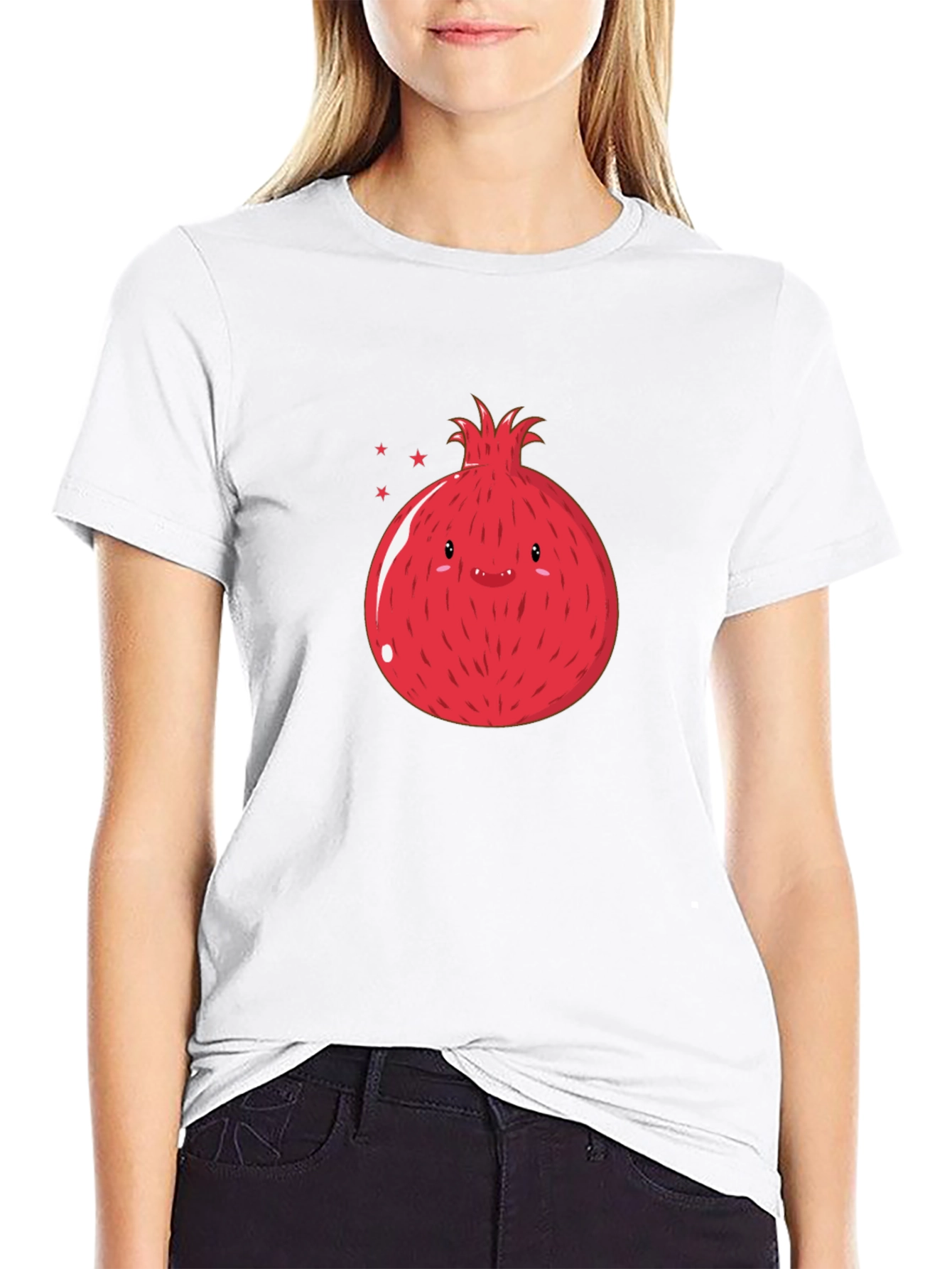 Cute Pomegranate Graphic T-Shirt - Black