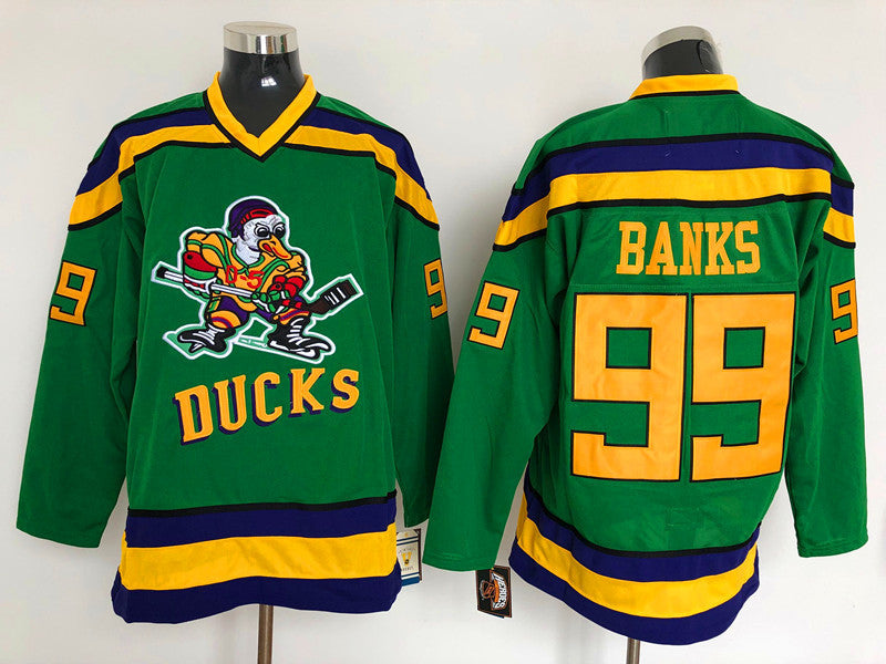 Men's Anaheim Ducks Adam Banks #99 Green Breakaway Player Jerseys