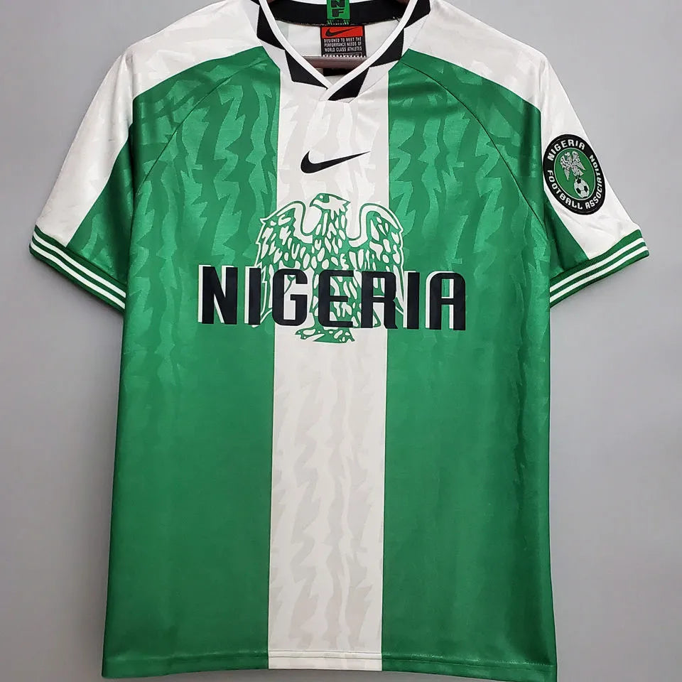1996 Nigeria Home Green Retro Soccer Jersey Detail 1