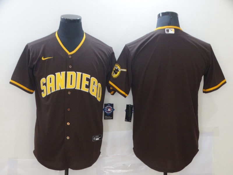 Men's San Diego Padres Brown Road Replica Blank Jerseys