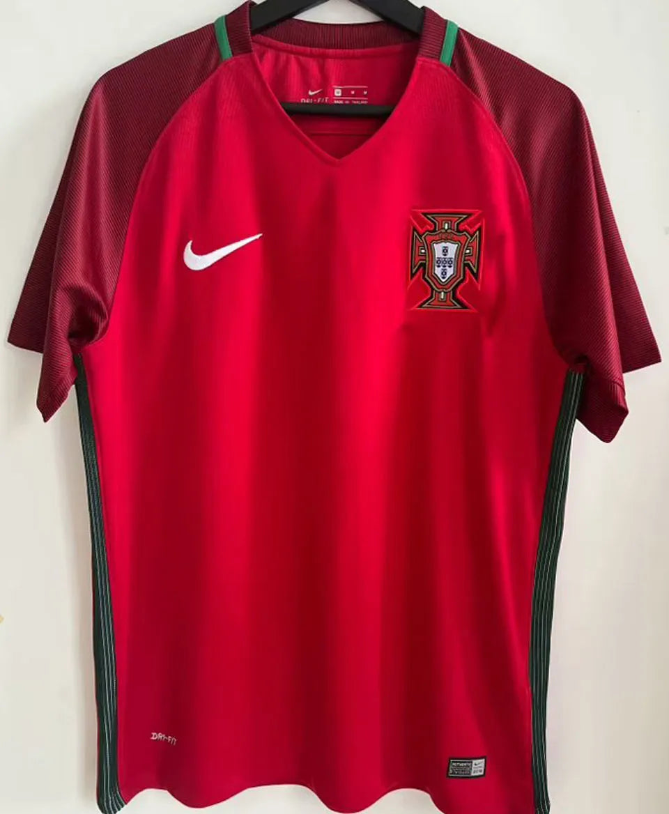 2016 Portugal Home Retro Soccer Jersey Front