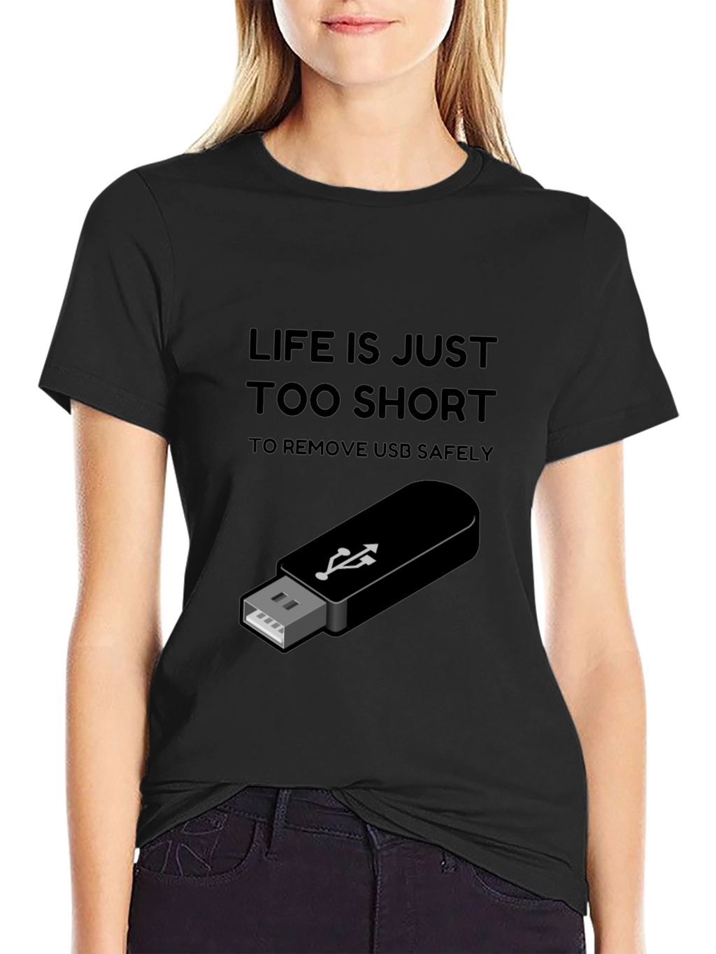 Life is Too Short USB T-Shirt - Black