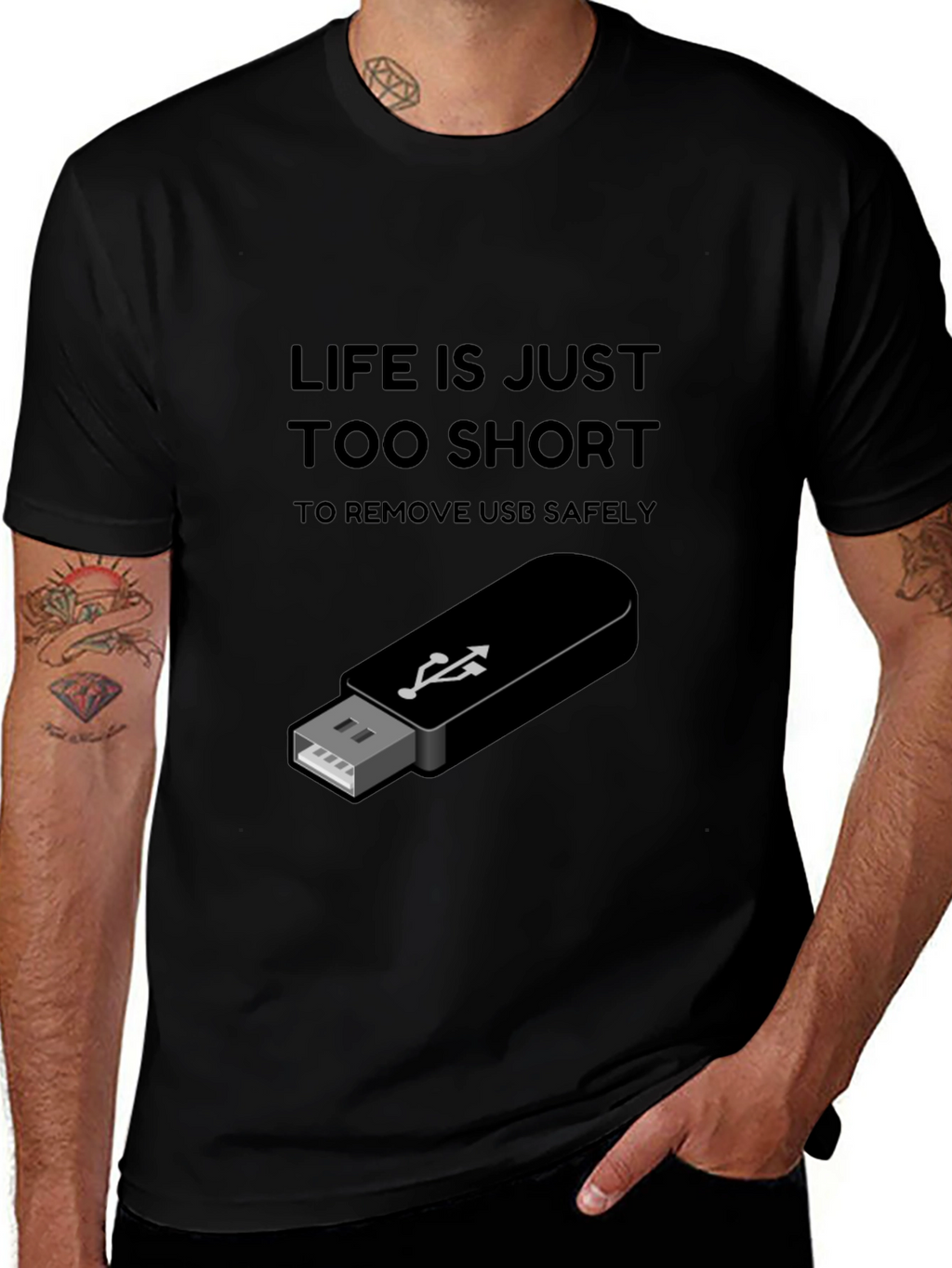 Life is Too Short USB T-Shirt - Black