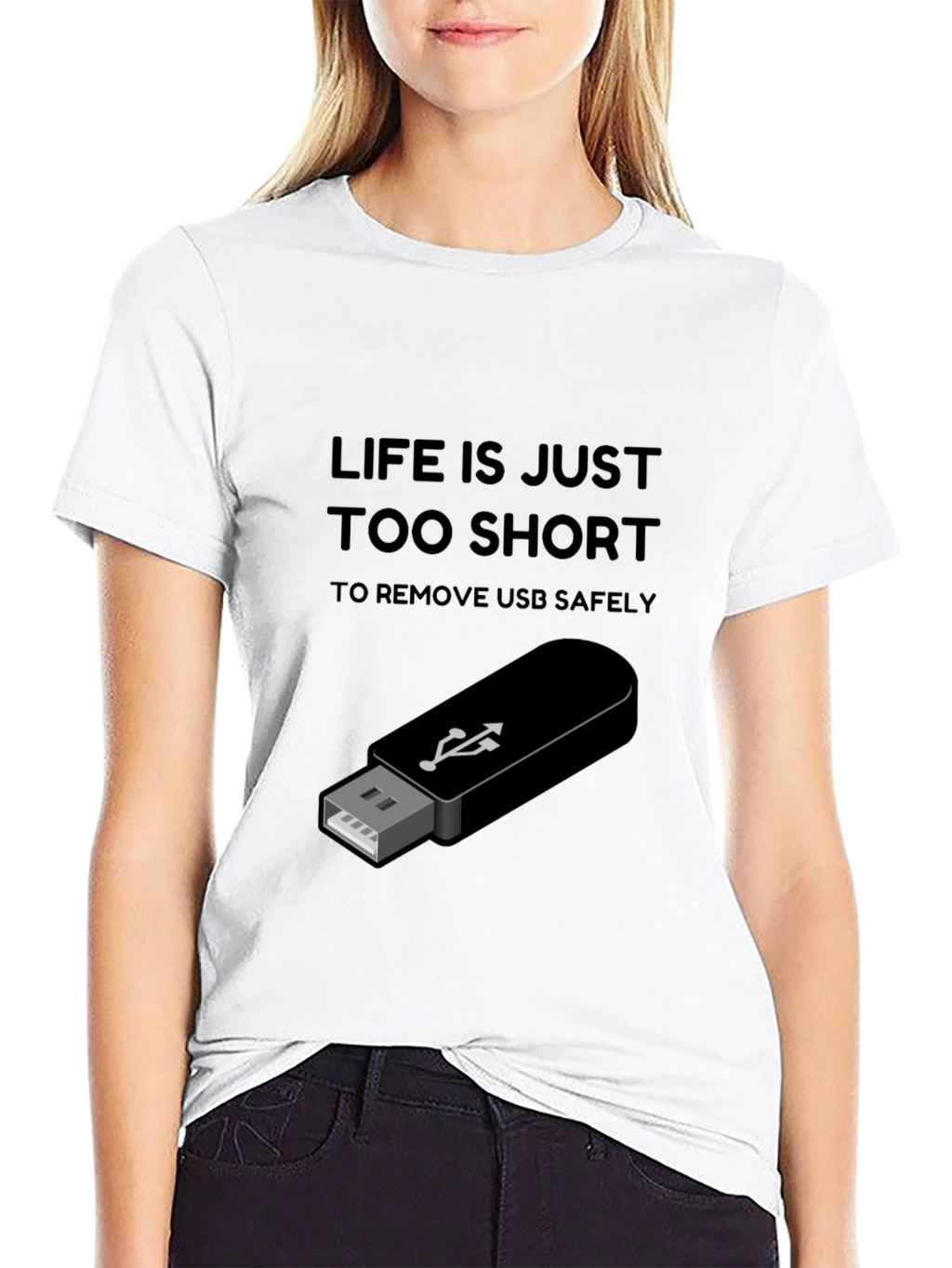 Life is Too Short USB T-Shirt - Black
