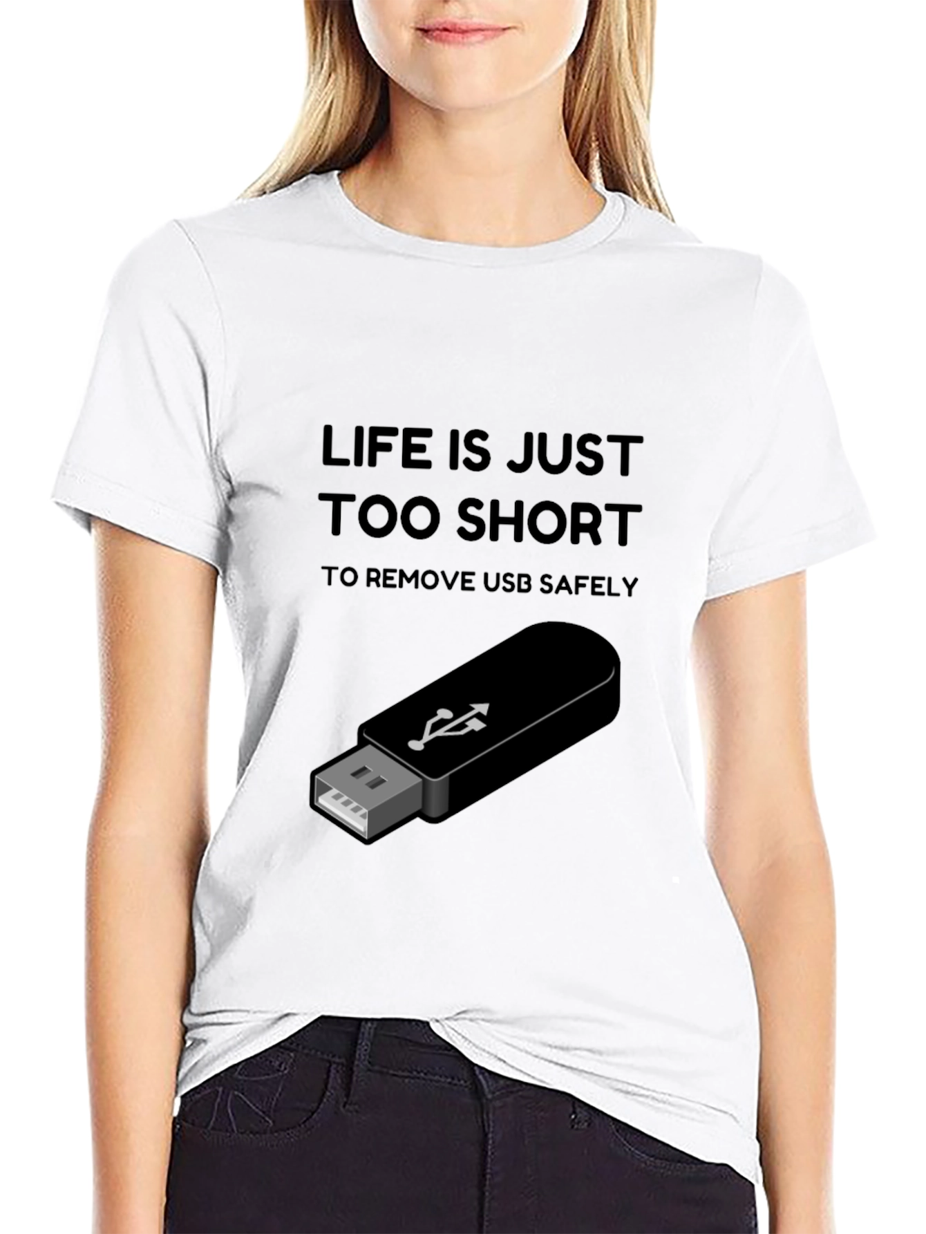 Life is Too Short USB T-Shirt - Black