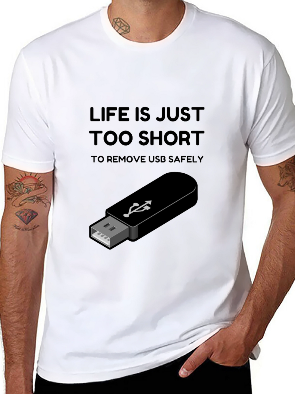 Life is Too Short USB T-Shirt - Black