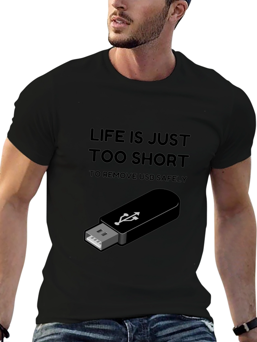 Life is Too Short USB T-Shirt - Black