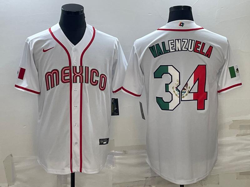 Men's 2023 World Baseball Classic #34 Fernando Valenzuela Mexico White Jerseys